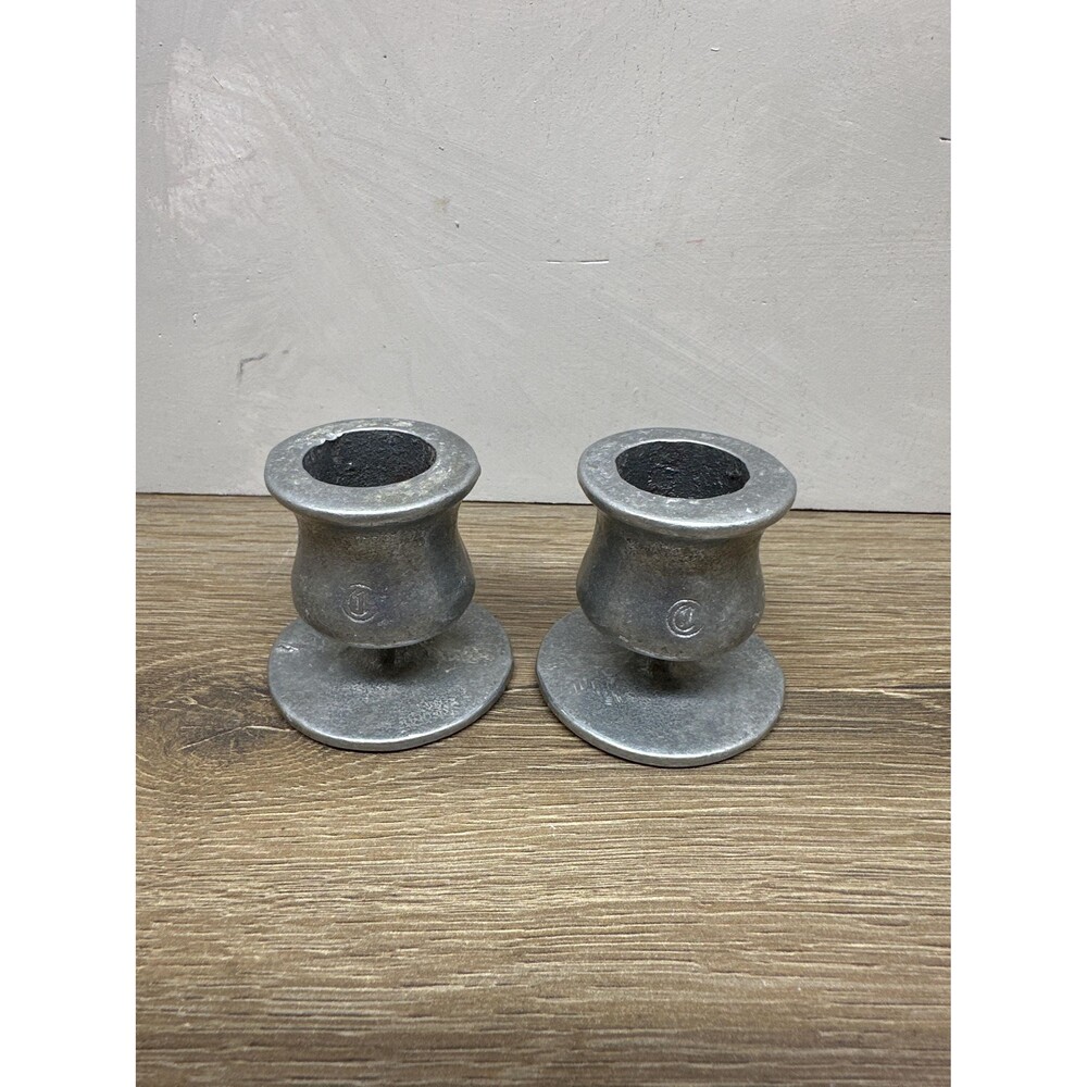 Vintage Carson Statesmetal Pewter Candlestick Holder Pair Tulip Shape 2"x2"